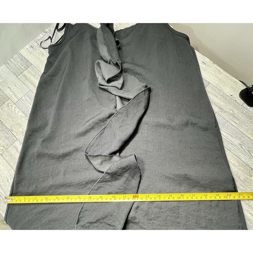 ZARA SLIP RUFFLE EFFECT SEXY MINI DRESS MED COMFY SOFT DARK GRAY FAIRY GRUNGE - Picture 12 of 12